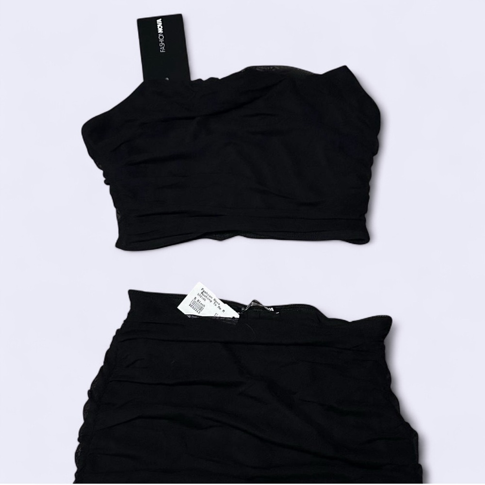 Fashion Nova Black Mesh Set